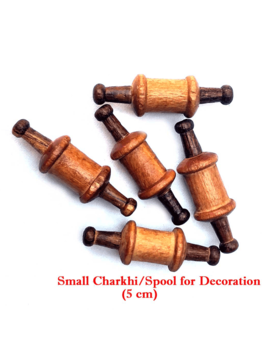Small Wooden Chrakhi/Spool for Decoration: Size 5 Centimetres, set of 5