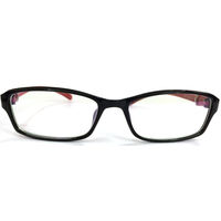 8115 Make My Specs Plastic frame - Black Red, anti glare thin plastic lens - 500 rs, transparent clear lens