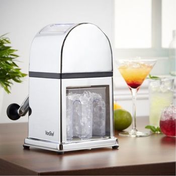 THE URBAN KITCHEN Ice Crusher Hand Crank Ice Grinder Manual Snow Cone Maker - Non-Slip - Easy to Use - Square section