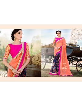 Ruhabs Palmy Colour Georgette Saree With Pink Blouse