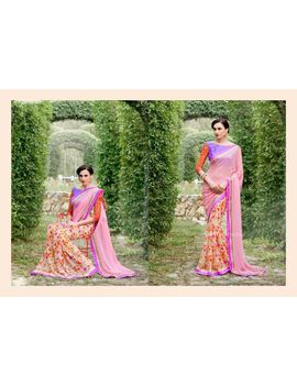 Ruhabs Light Pink Colour Georgette Saree With Purple Blouse