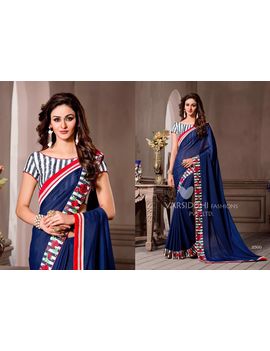 Ruhabs Violet Colour Georgette Saree With Embriodary Blouse