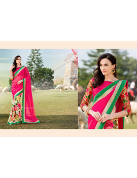Ruhabs Pink Colour Georgette Saree With Pink Blouse