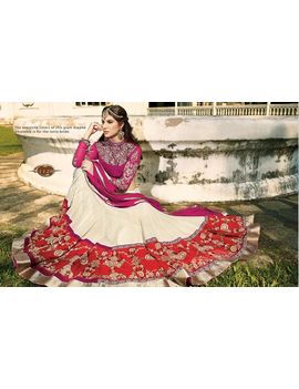 Ruhabs Pink And White Lehenga Choli, georgette, pure velvet with work and georgette sleeves, georgette