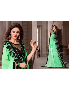 Ruhabs Light Green Colour Georgette Saree With Black Blouse