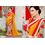 Ruhabs Yellow Colour Georgette Saree With Red Blouse