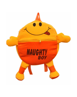Kidz Zone Orange Naughty Boy Cartoon School Bag For Kids Soft Toy Push Shoulder Bag,  orange, 15 inch
