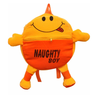 Kidz Zone Orange Naughty Boy Cartoon School Bag For Kids Soft Toy Push Shoulder Bag,  orange, 15 inch