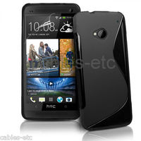 Wave S Line TPU Soft Silicon Gel Back Case Cover For HTC ONE M7 - Black