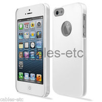 Frosted Matte Hard Back Case Cover With Apple Logo Cut Out For iPhone 5 - White