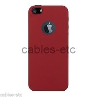 Frosted Matte Hard Back Case Cover With Apple Logo Cut Out For iPhone 5 - Red
