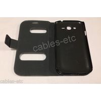 Caller ID Table Talk Leather Flip Cover Case For Samsung Galaxy Grand - Black