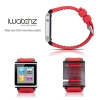 iWatchz Q Silicone Wrist Band Watch Case Cover For Apple iPod Nano 6 6G - Red
