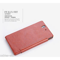 HIPPO Executive Leather Flip Diary Cover Case For Sony Xperia Z LT36i - Brown