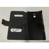Caller ID Table Talk Leather Flip Case Cover For Sony Xperia P LT22i - Black