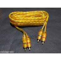Pure Copper Transparent Gold Plated 2 RCA - 2 RCA Audio Cable Wire Cord 5m