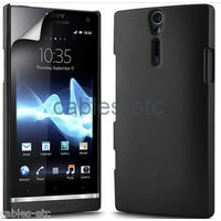 Rubberised Matte Frosted Hard Back Case Cover For Sony Xperia S SL LT26i - Black