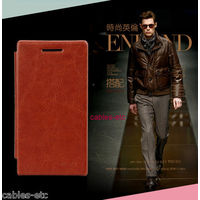 KLD Italian Leather Flip Diary Cover Case For Sony Xperia S SL Lt26i - Brown
