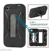 Damage Shock Proof Defender Case Cover With Kick Stand For Apple iPhone 5 -Black