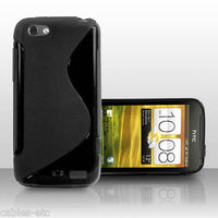 Wave S Line TPU Soft Silicon Gel Back Case Cover For HTC ONE V T320e - Black