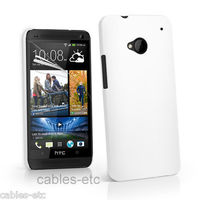 New Rubberised Frosted Snap On Hard Shell Back Case Cover For HTC ONE M7 - White