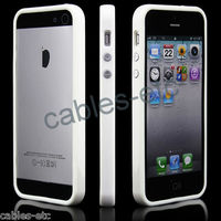 White TPU Bumper Frame Guard Case Cover With Metal Buttons For Apple iPhone 5