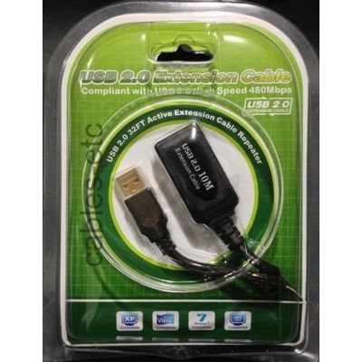 Pure Copper High Speed 480Mbps USB 2.0 Active AM - AF Extension Cable Wire 10m