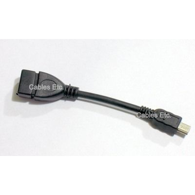 Mini USB 5 Pin To USB AF Adapter OTG Cable For Micromax Funbook Tab Smart Pro