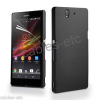 Rubberised Frosted Snap On Hard Back Case Cover For Sony Xperia Z LT36i - Black