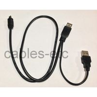 USB Y Cable 2 X Type A USB AM Male To Mini USB 5 Pin Male 50cm Cable PC Mp3 Mp4