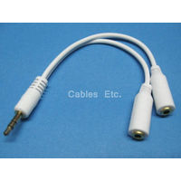 3.5mm Stereo Audio Splitter Y Cable - 1 Stereo Male to 2 Stereo Female