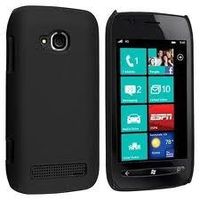 Rubberised Frosted Snap On Hard Back Case Cover For Nokia Lumia 710 - Black