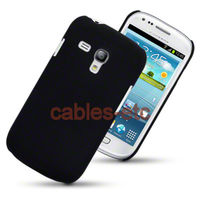 Rubberised Frosted Hard Back Case Cover For Samsung Galaxy S3 Mini i8190 - Black