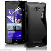 S ShapeTPU Soft Silicon Gel Back Case Cover For HTC Windows 8X Accord C620 Black
