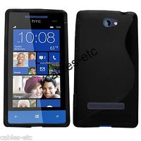 S Line TPU Soft Silicon Jelly Gel Back Case Cover For HTC Windows 8S Rio - Black