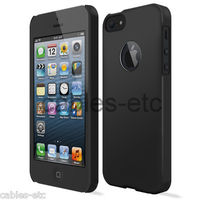 Frosted Matte Hard Back Case Cover With Apple Logo Cut Out For iPhone 5 - Black