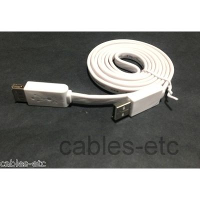 USB Male Female AM-AF Extension NO TANGLE FLAT Cable Cord For Laptops PC 1.5m