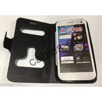 Caller ID Table Talk Leather Flip Case Cover For Micromax Canvas 2 A110 - Black