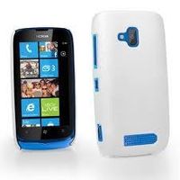 Rubberised Frosted Snap On Hard Back Case Cover For Nokia Lumia 610 - White