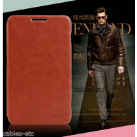 KLD Italian Leather Flip Diary Cover Case For Samsung Galaxy Note N7000 - Brown