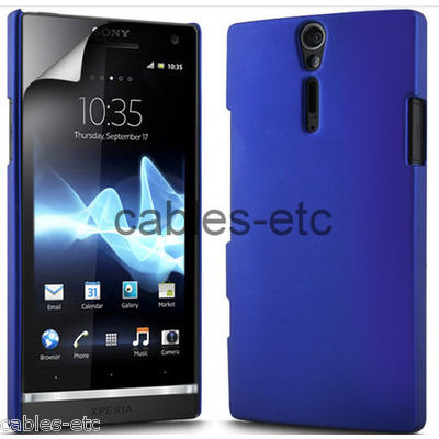 Rubberised Matte Frosted Hard Back Case Cover For Sony Xperia S SL LT26i - Blue