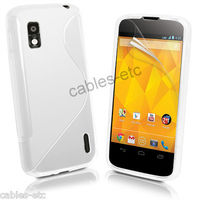 S Shape TPU Soft Silicon Gel Back Case Cover For Google LG Nexus 4 E960 White