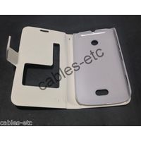 Caller ID Table Talk Leather Flip Dairy Cover Case For Nokia Lumia 510 - White