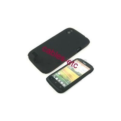 Rubberised Frosted Hard Back Shell Case Cover For HTC Desire V T328w - Black