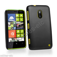 Rubberised Frosted Snap On Hard Back Case Cover For Nokia Lumia 620 - Black