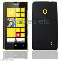 Rubberised Frosted Snap On Hard Back Case Cover For Nokia Lumia 520 - Black