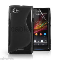 Wave S Line TPU Soft Silicon Gel Back Case Cover For Sony Xperia L S36h - Black