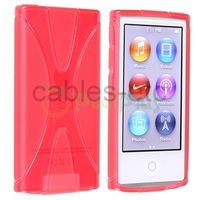 X Shape TPU Soft Silicon Jelly Gel Back Case Cover For Apple iPod Nano 7 - Red