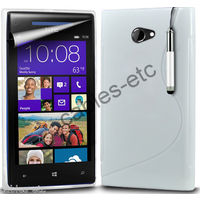 S Shape TPU Soft Silicon Wave Gel Back Case Cover For HTC Windows 8X C620 White