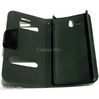 Caller ID Table Talk Leather Flip Case Cover For Sony Xperia U ST25i - Black